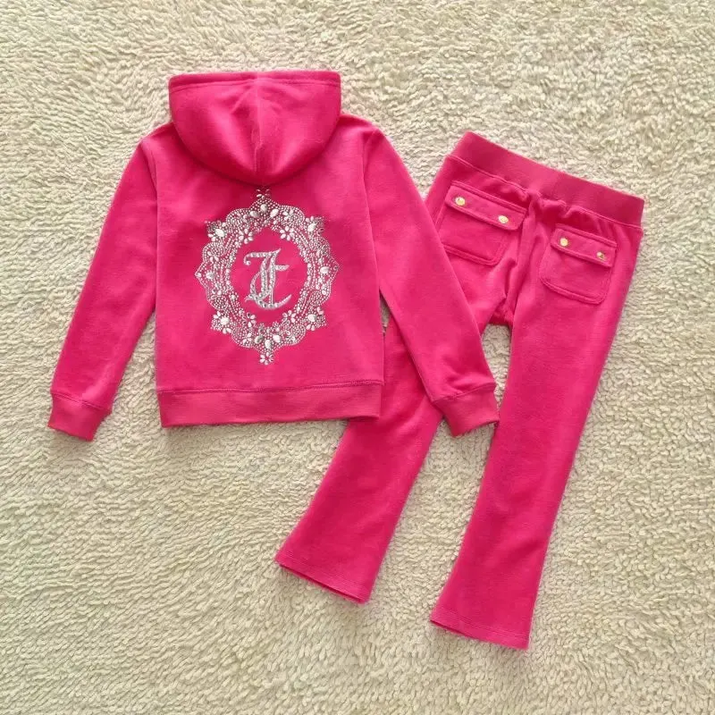 مجموعة اروين arwen &ajh groupLuxurious Quality Women Fall Winter Elegant Clothing Kid's Velour Tracksuits Sweatsuit Velvet 2 Two Piece Pant Set