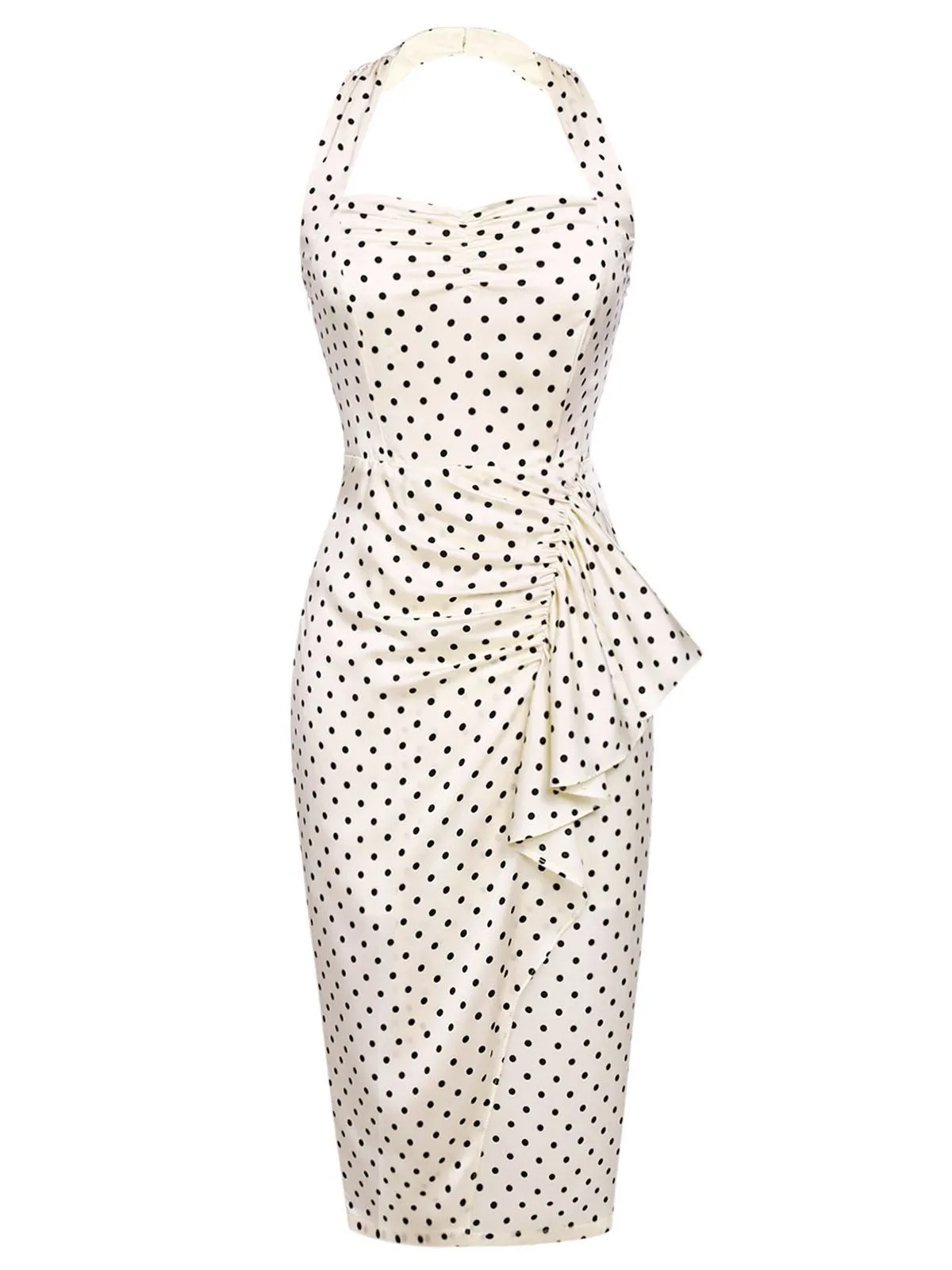 2PCS Polka Dot Ivory Pencil Dress & Sky Blue Strap Dress