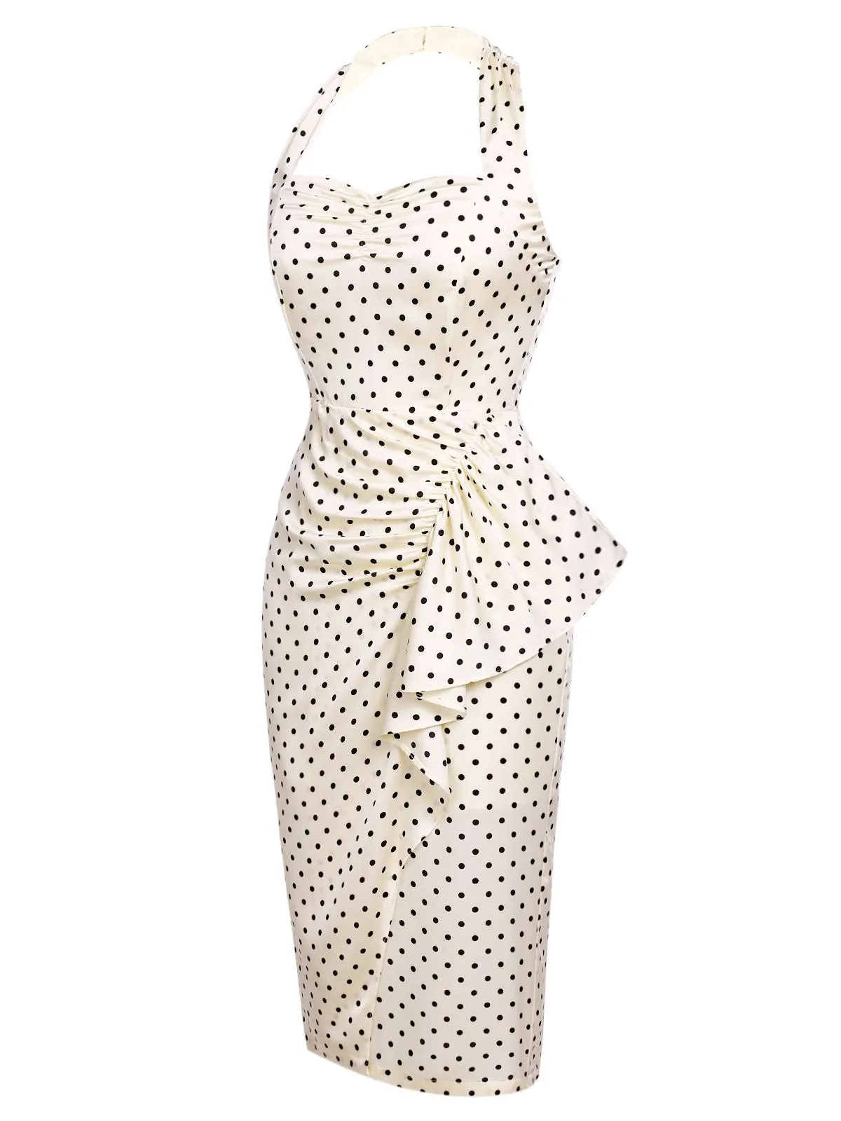 2PCS Polka Dot Ivory Pencil Dress & Sky Blue Strap Dress