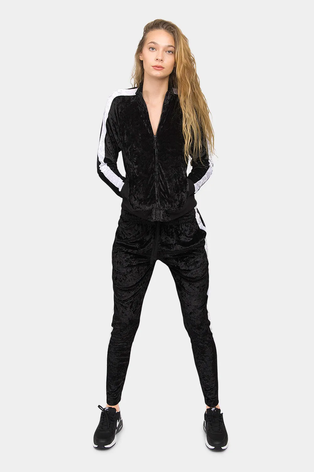 Accented Velour Velvet Track Suit