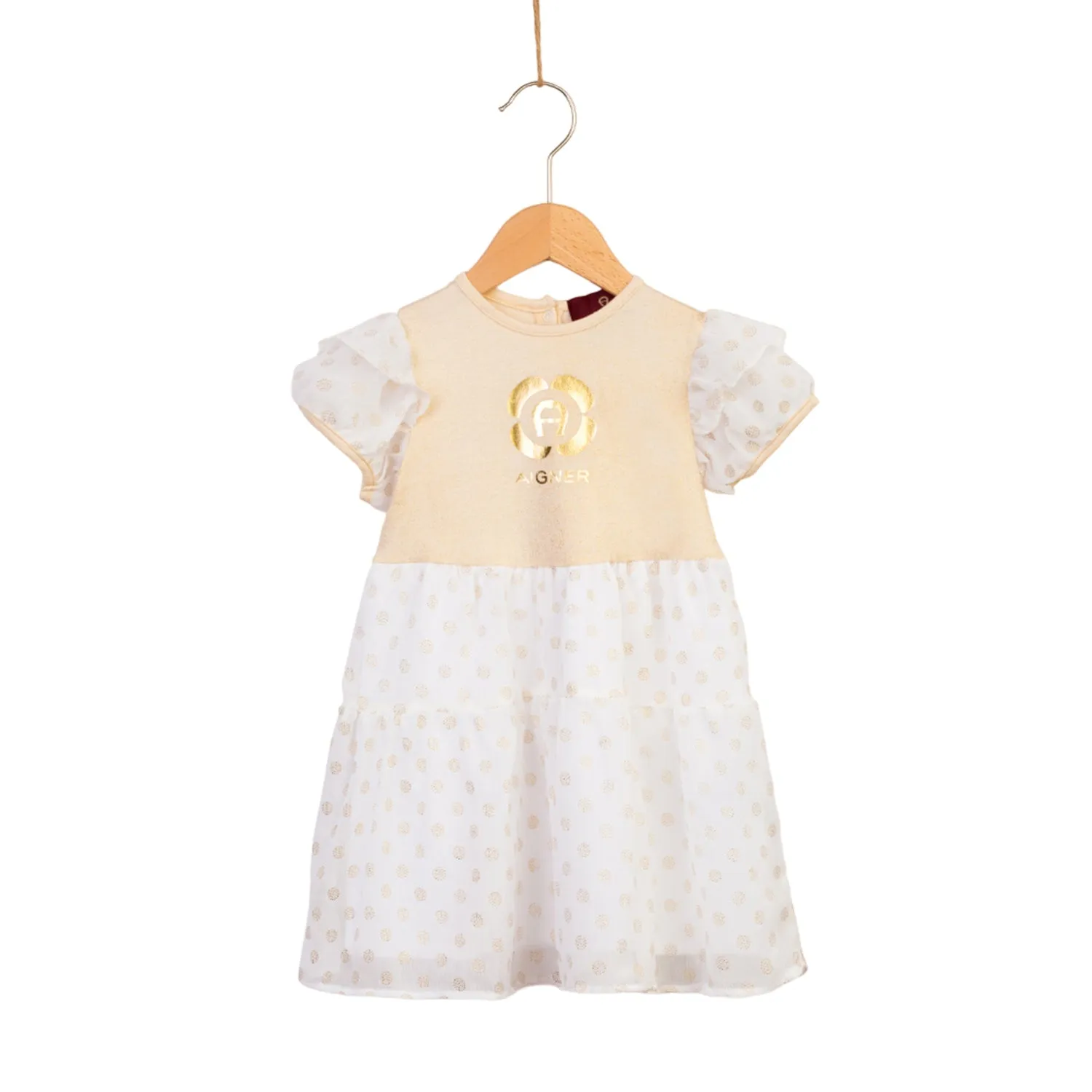 Aigner Kids Baby Girl's White & Gold Dress