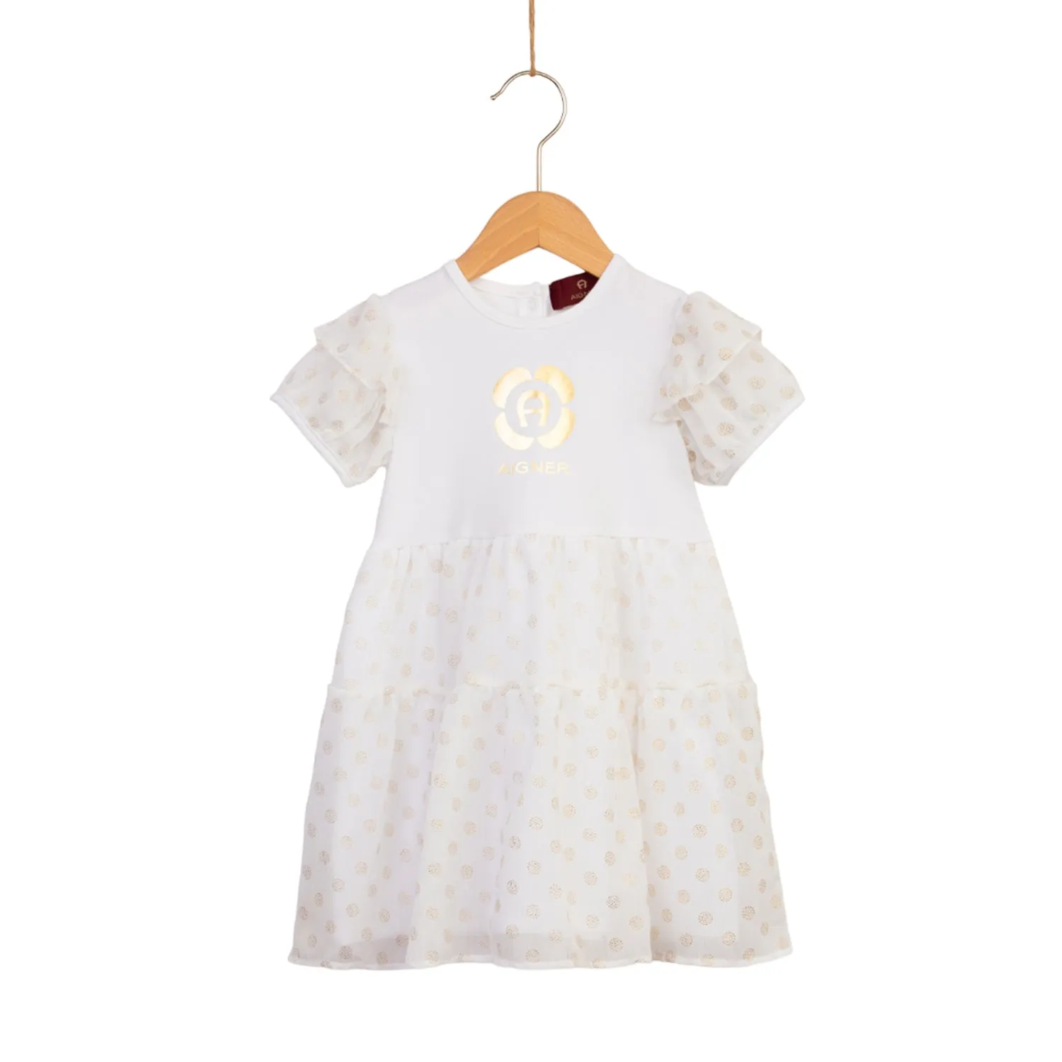 Aigner Kids Baby Girl's White & Gold Dress