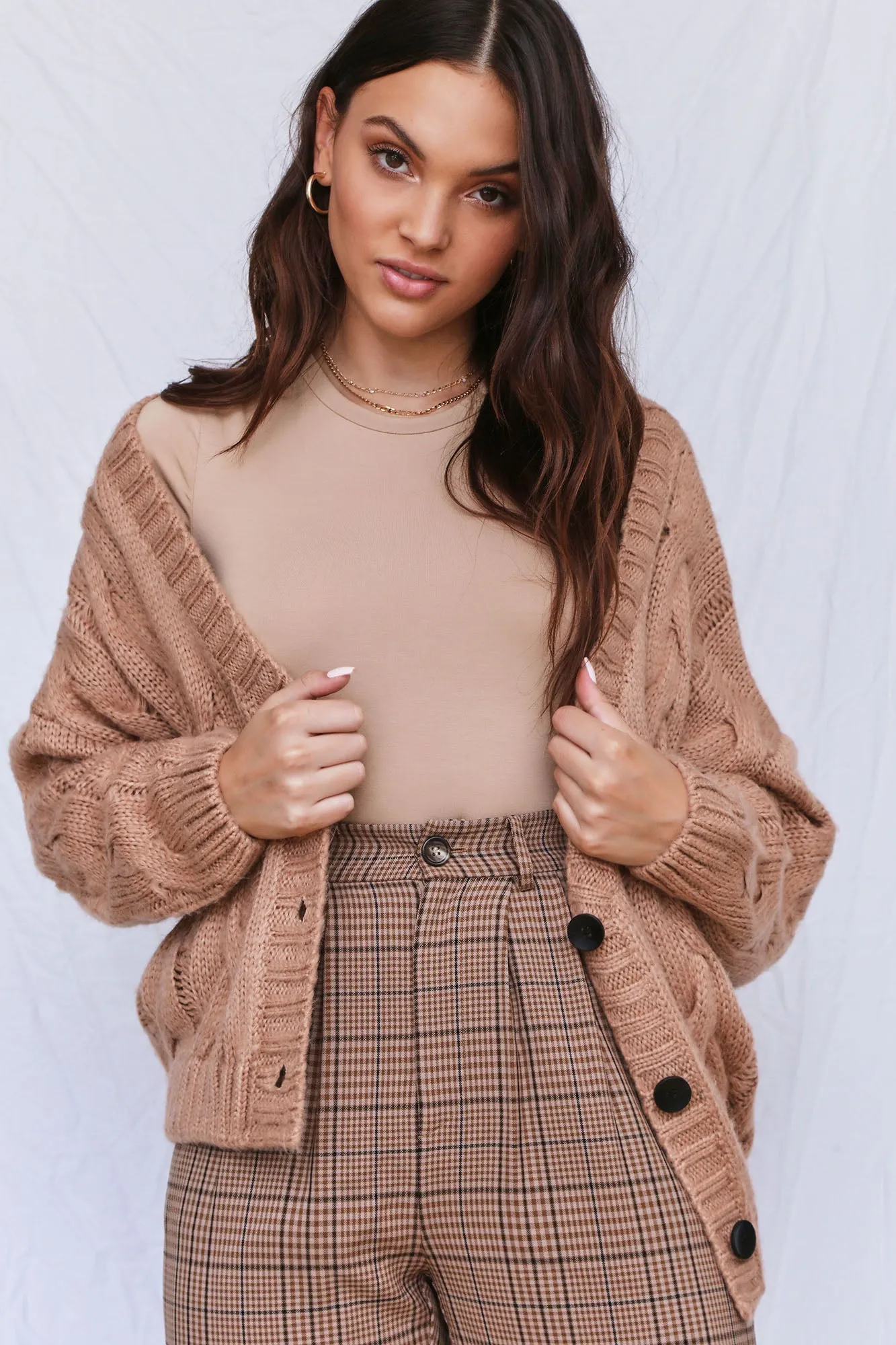 Ana Oversize Cardigan - Tan