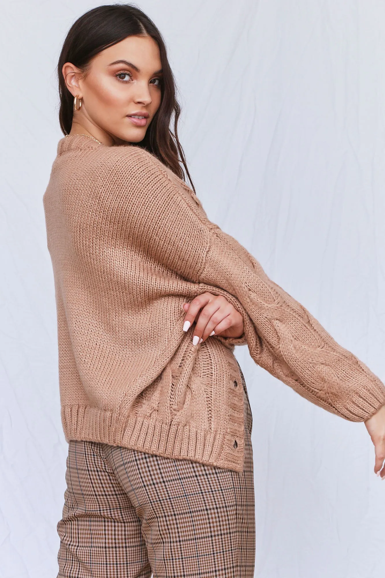 Ana Oversize Cardigan - Tan