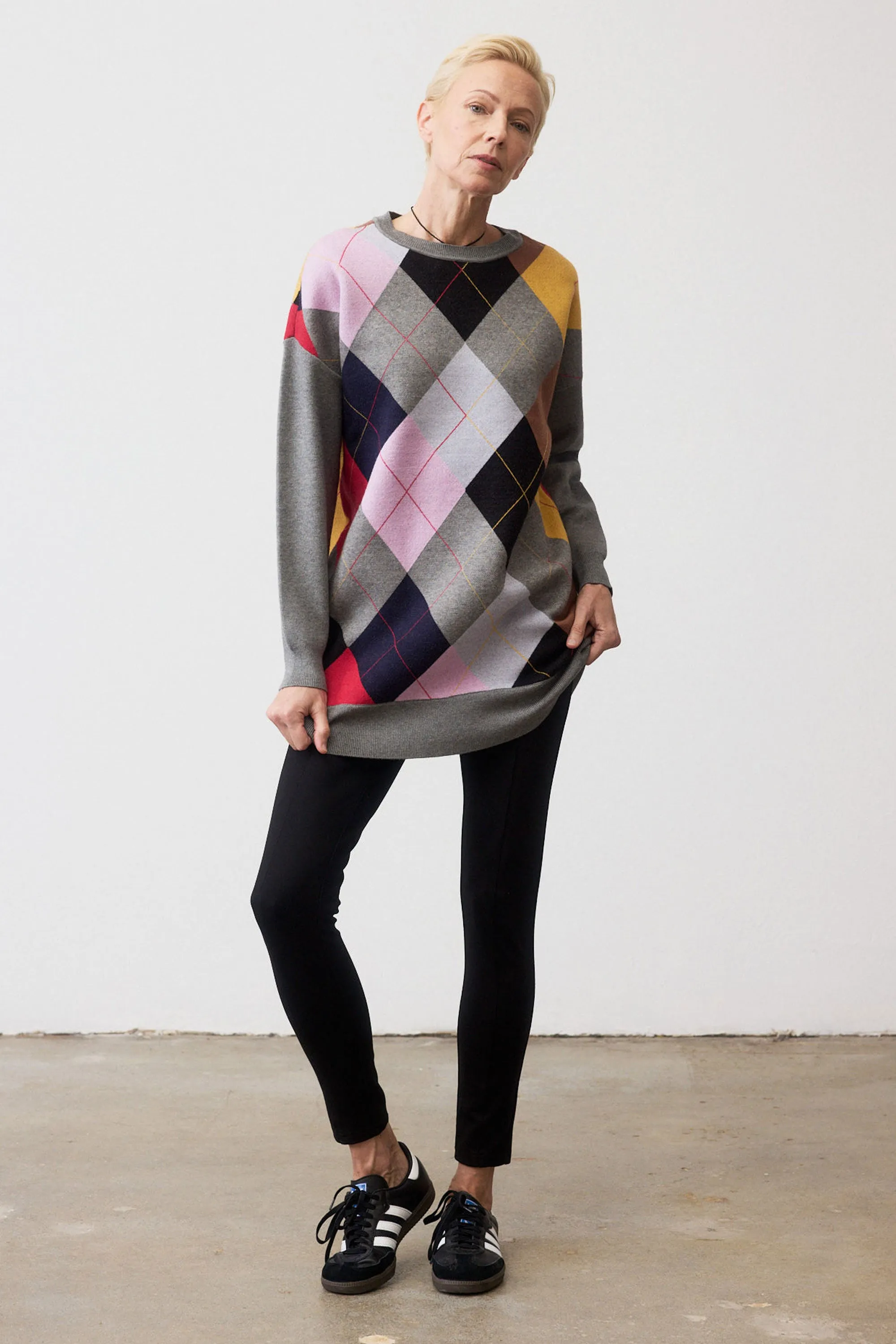 Argyle Crewneck Sweater Dress