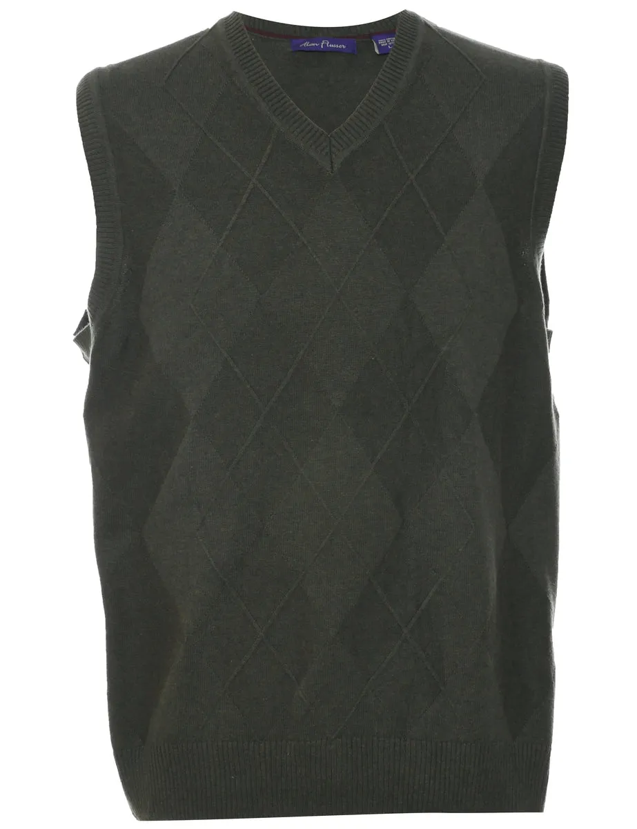 Argyle Olive Green Vest - L