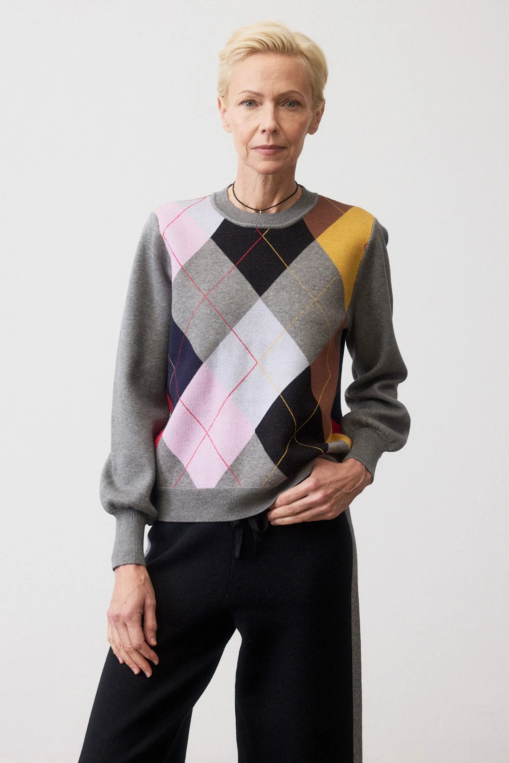 Argyle Trademark Bell Sleeve Sweater