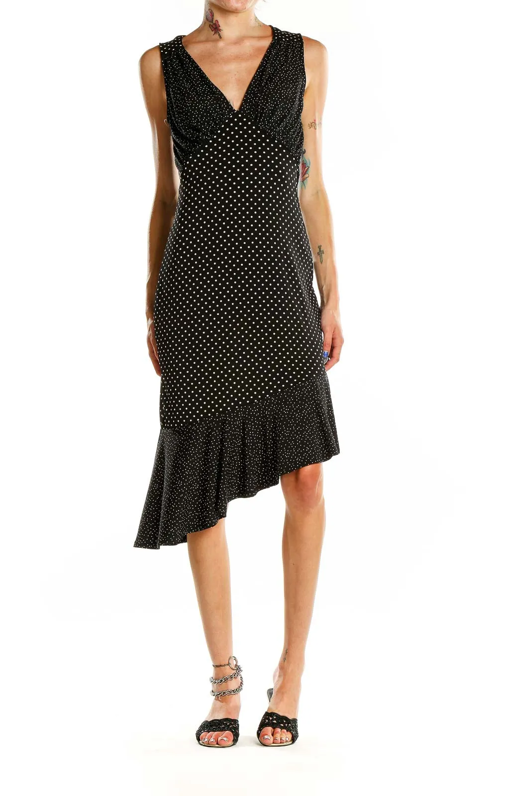 Black Polka Dot Asymmetric Dress