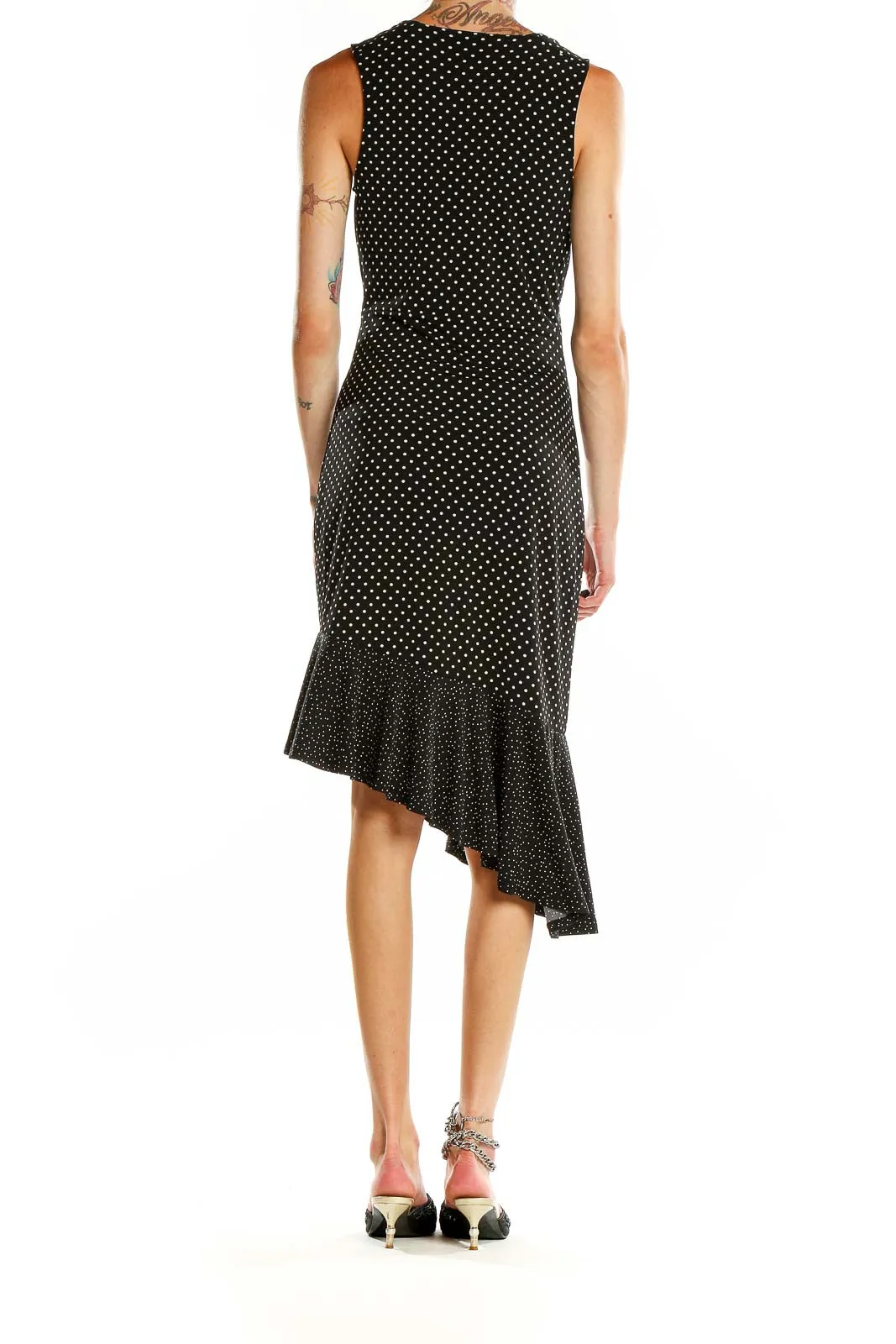 Black Polka Dot Asymmetric Dress