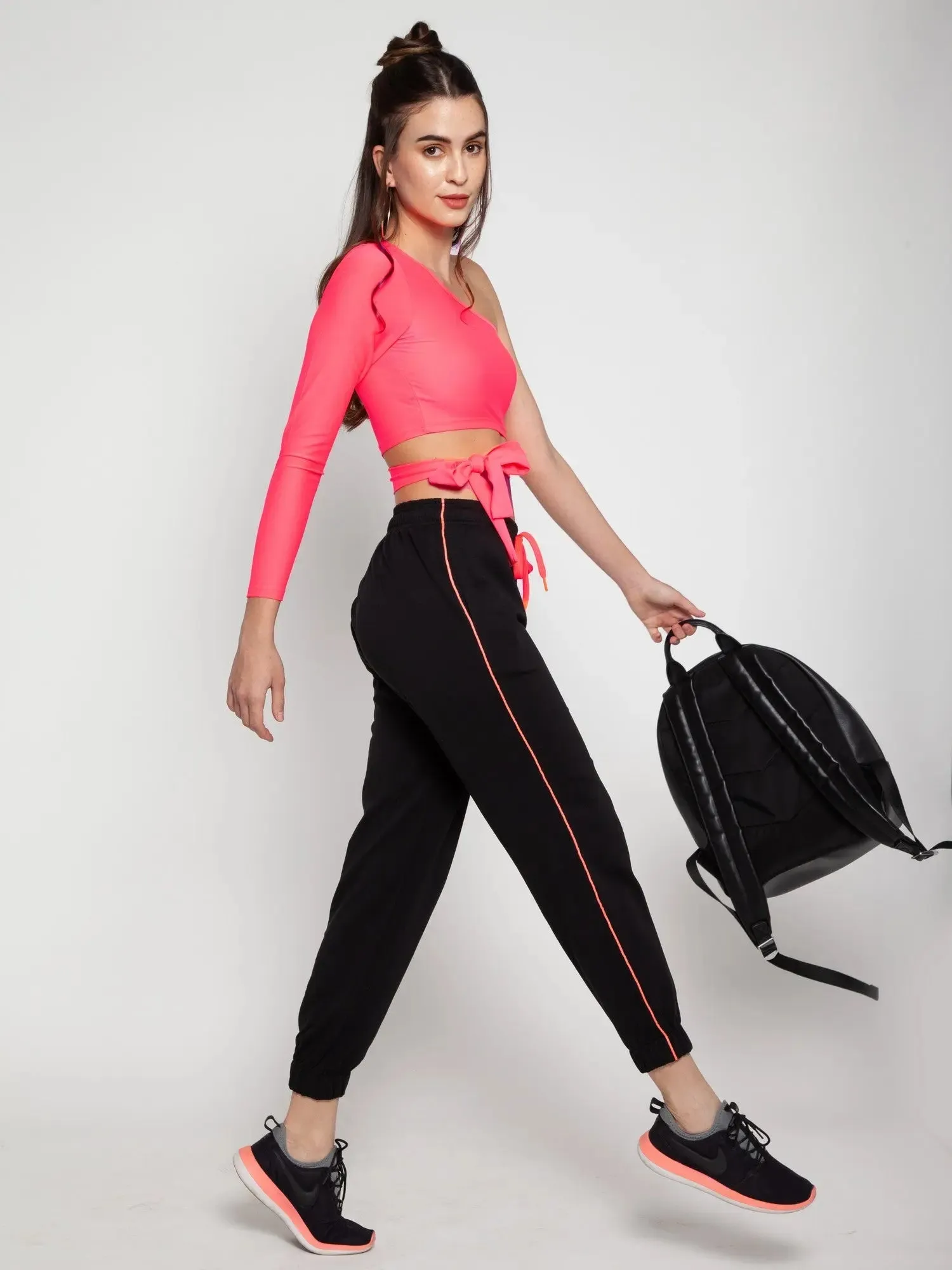 Black with Neon Pink stripe Jogger