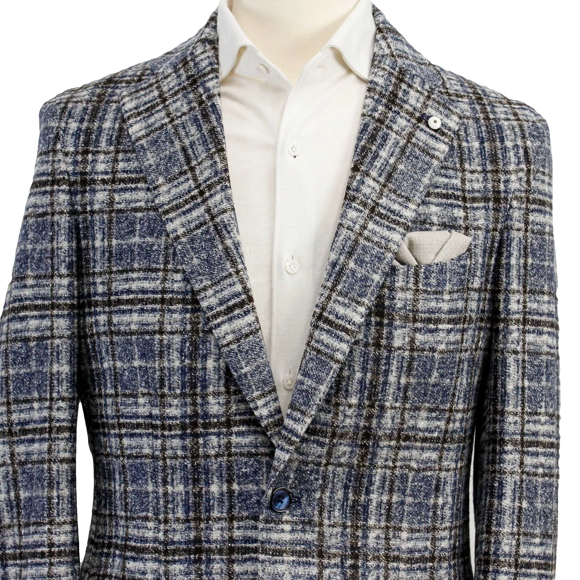 Blue Checked Wool Knit Sport Jacket - L.B.M 1911