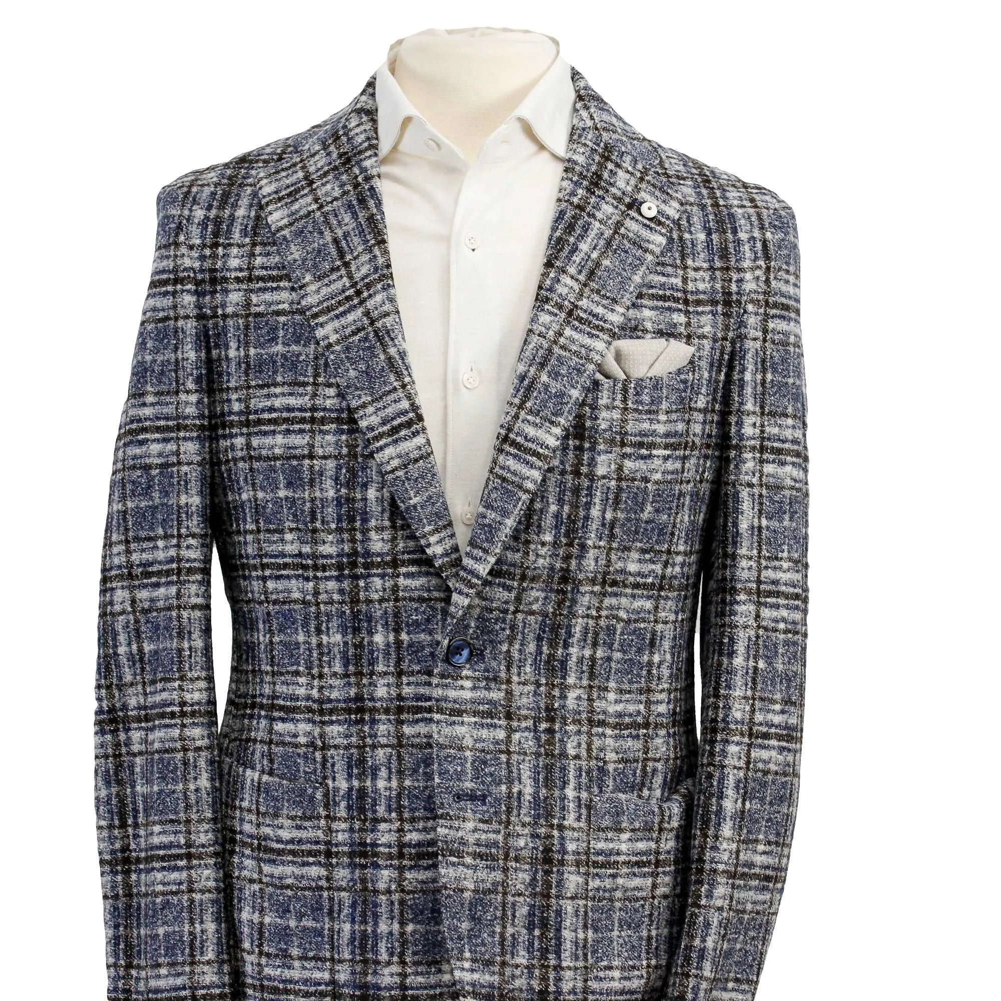 Blue Checked Wool Knit Sport Jacket - L.B.M 1911