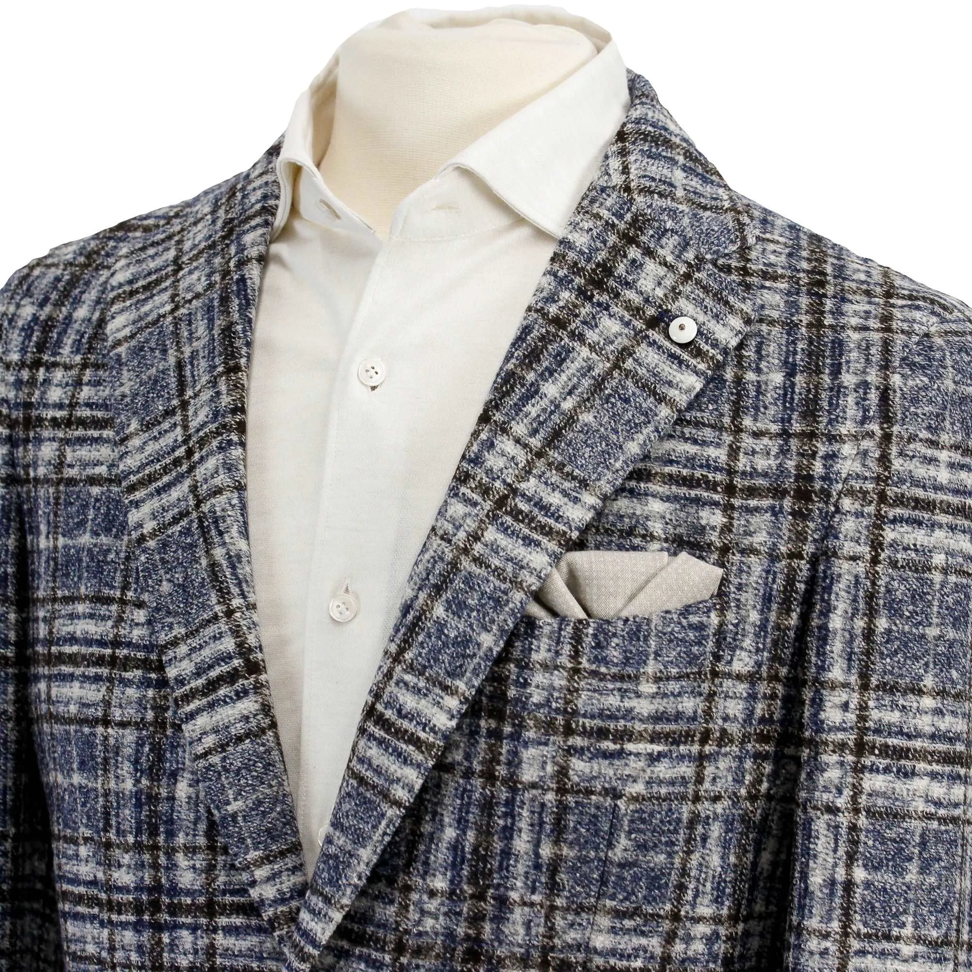 Blue Checked Wool Knit Sport Jacket - L.B.M 1911