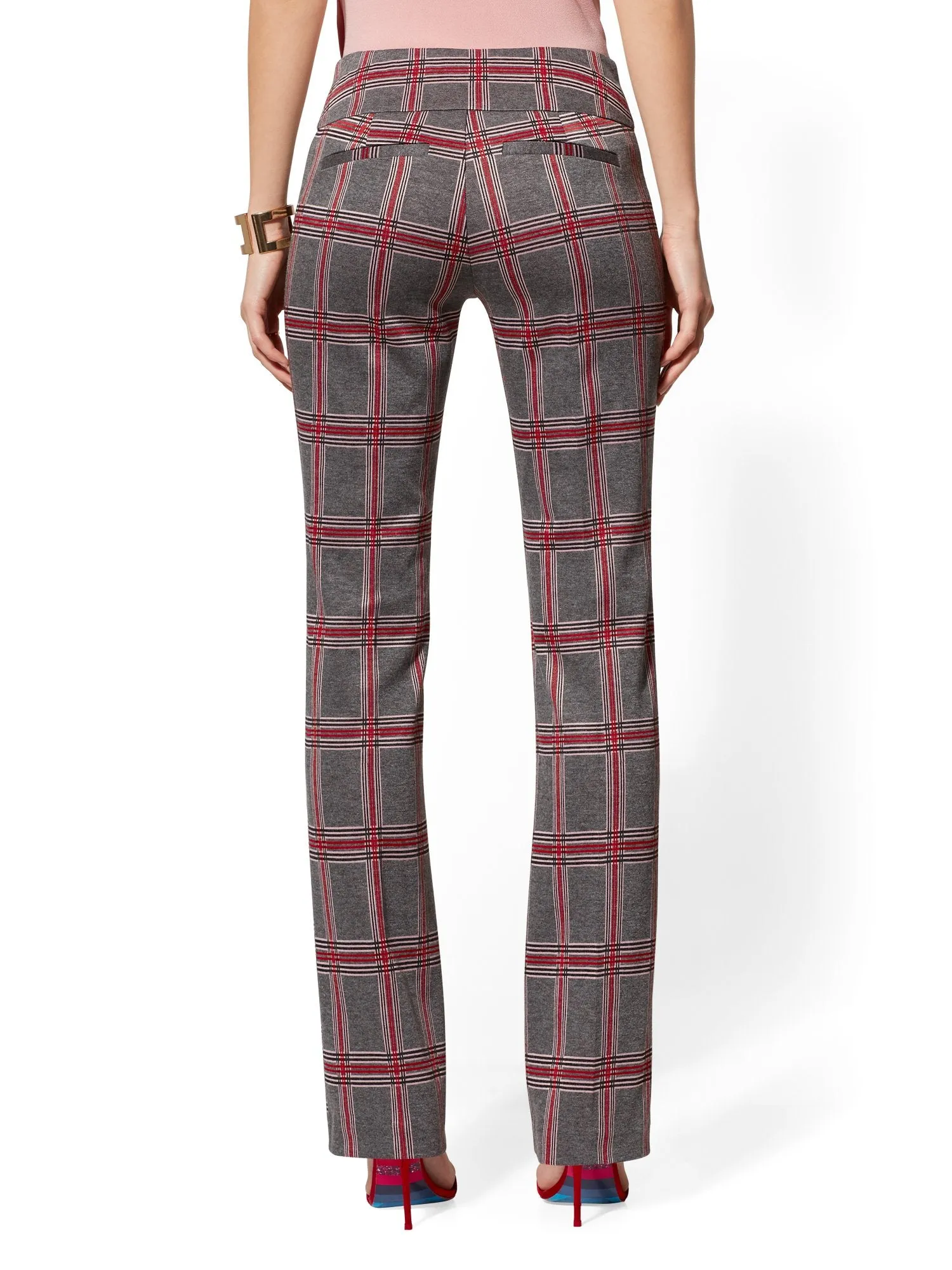 Bootcut Pull-On Pant - Signature Fit - Plaid - 7th Avenue