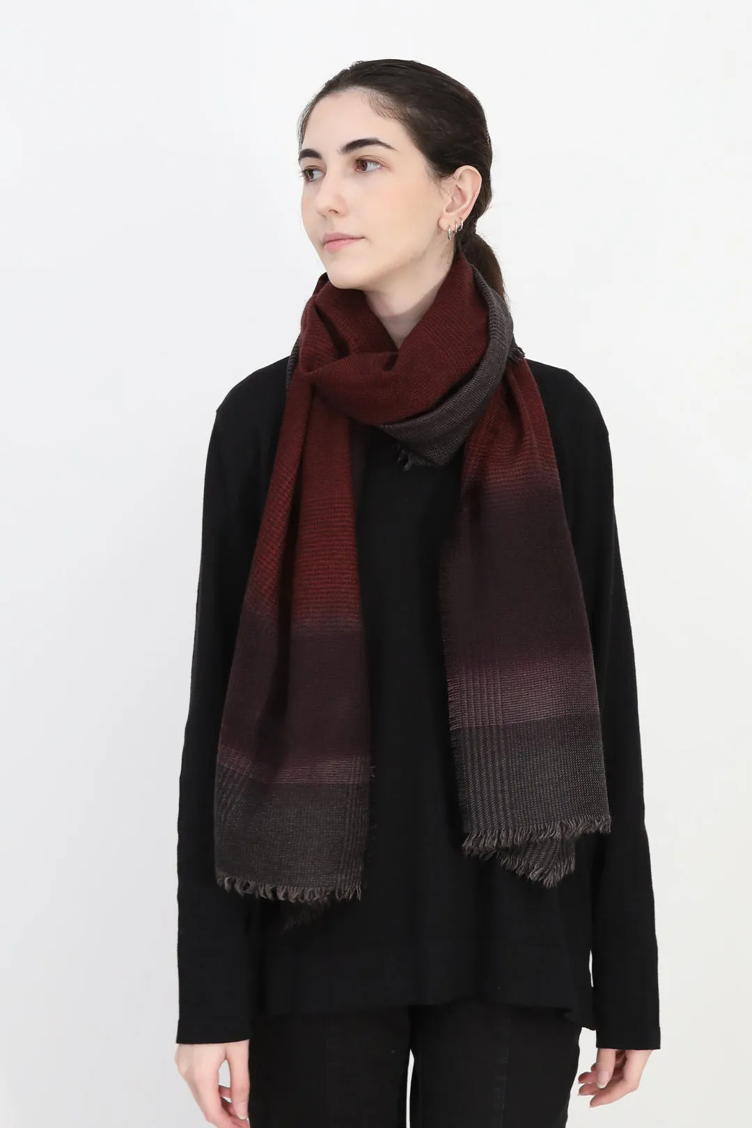 BORDEAUX CHECK ITALIAN CASHMERE SCARF