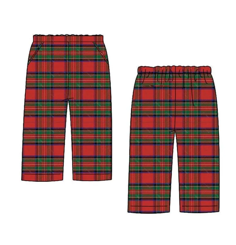 Boys Pants in Christmas Plaid with Pockets