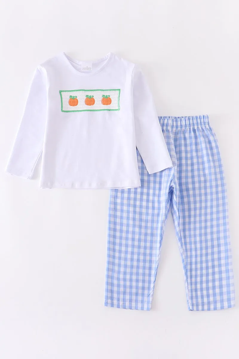 Boy's Pumpkin Smocked Pants Set