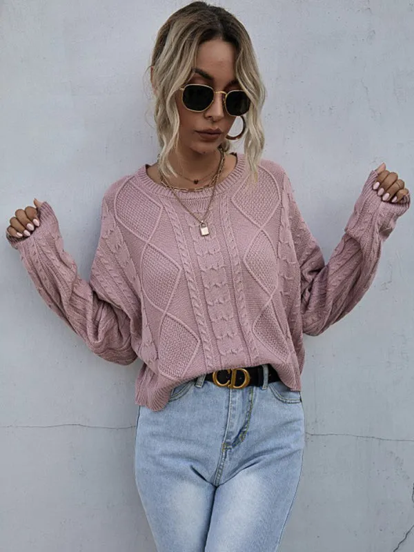 Cable Knit Drop Shoulder Sweater