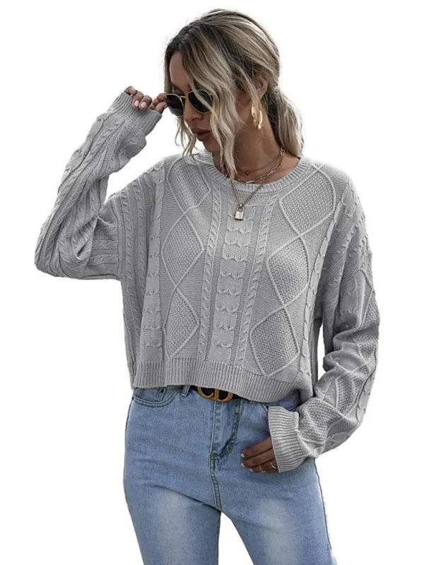 Cable Knit Drop Shoulder Sweater