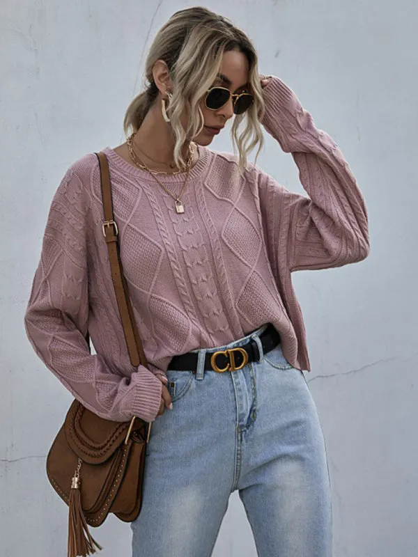 Cable Knit Drop Shoulder Sweater