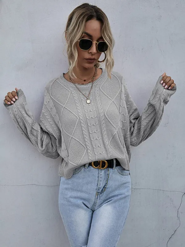 Cable Knit Drop Shoulder Sweater