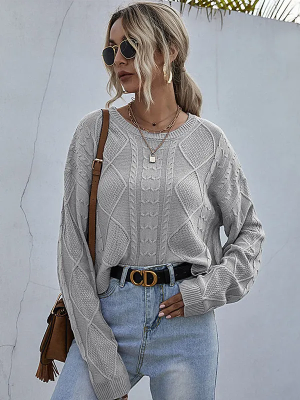 Cable Knit Drop Shoulder Sweater