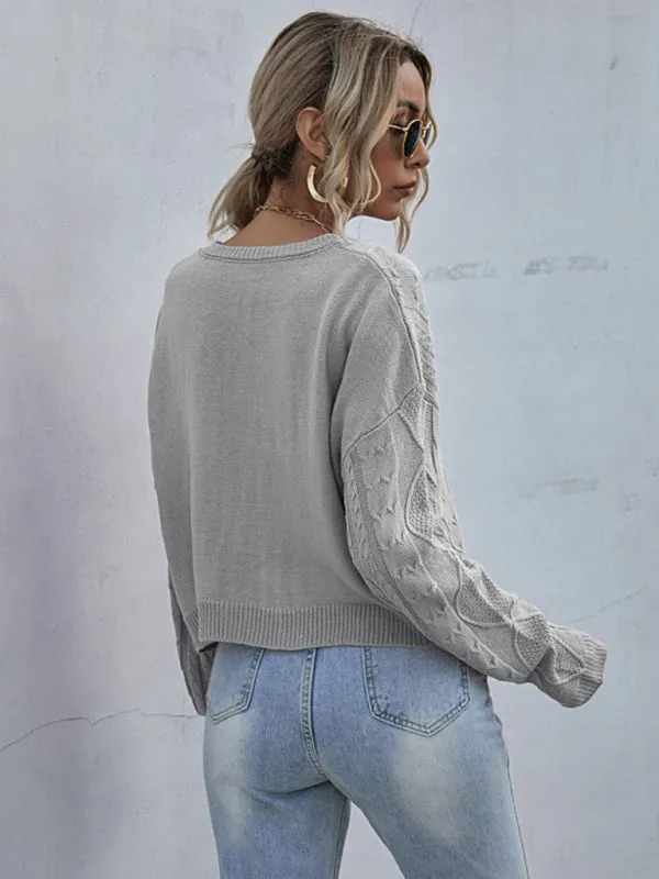 Cable Knit Drop Shoulder Sweater