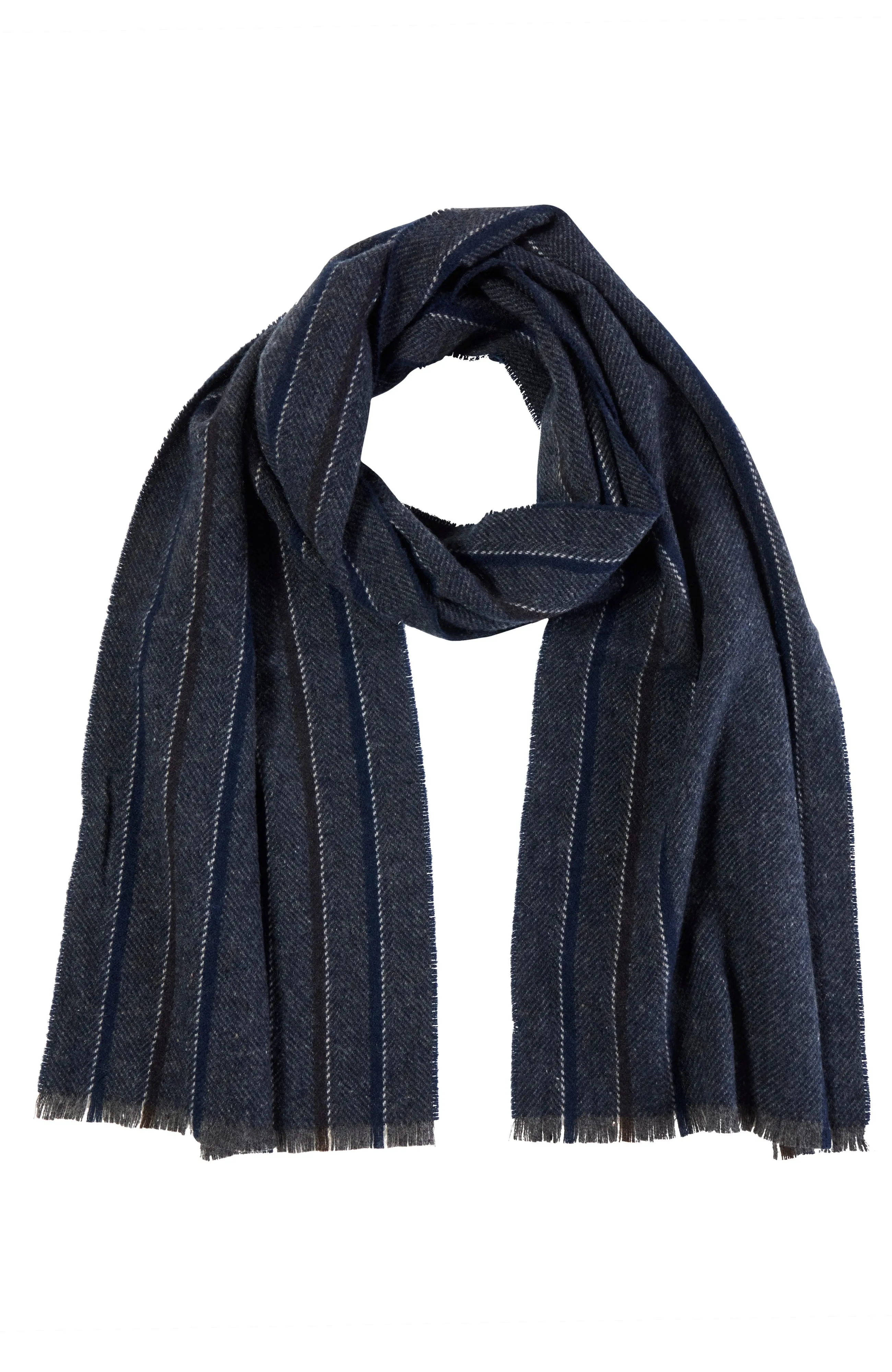 CASHMERE LIGHTWEIGHT BORDER STRIPE WOVEN SCARF