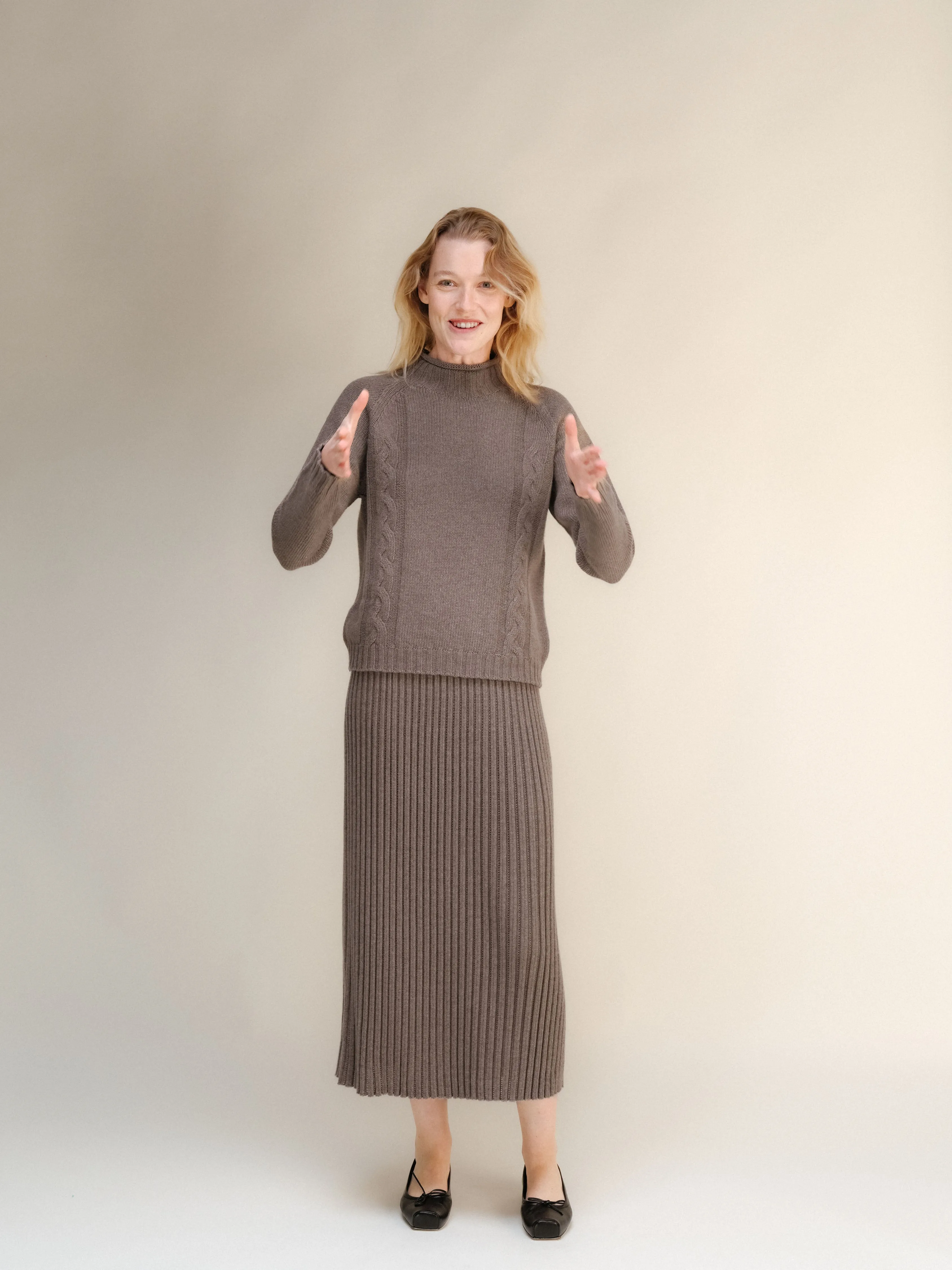 Cashmere Mix Cable Ricciolo Sweater (3D-Knit)