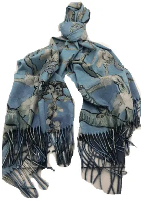 Cashmere Scarf 20% Cotton Reversible Cherry Blossom