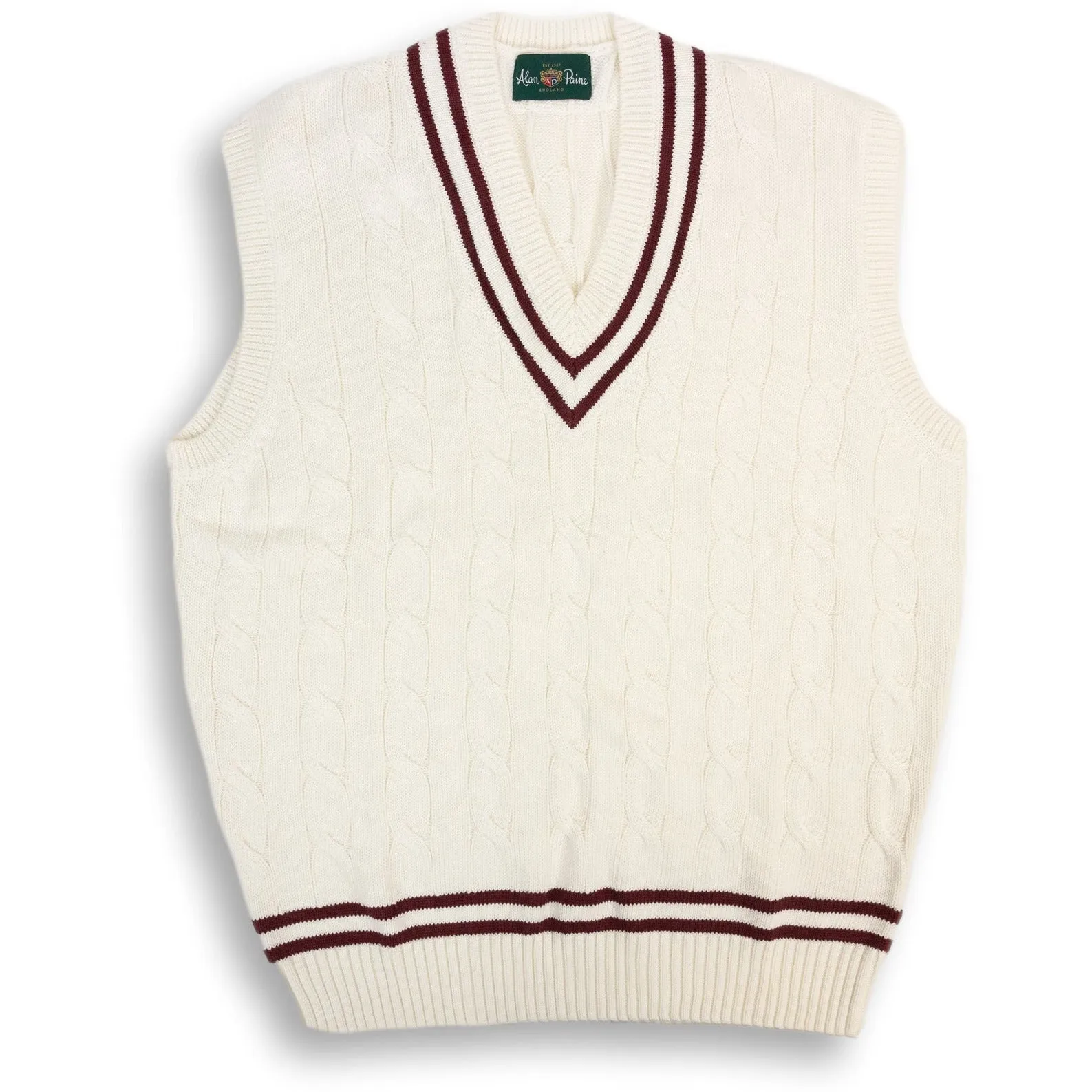 Chadbury Cricket V-Neck Cable Knit Sweater Vest