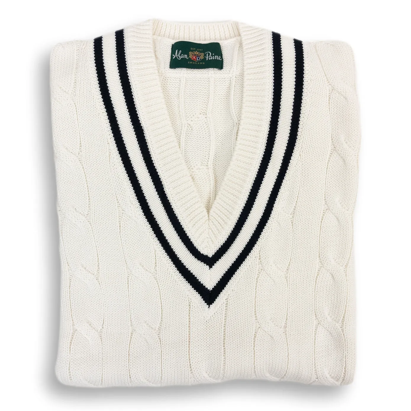 Chadbury Cricket V-Neck Cable Knit Sweater Vest