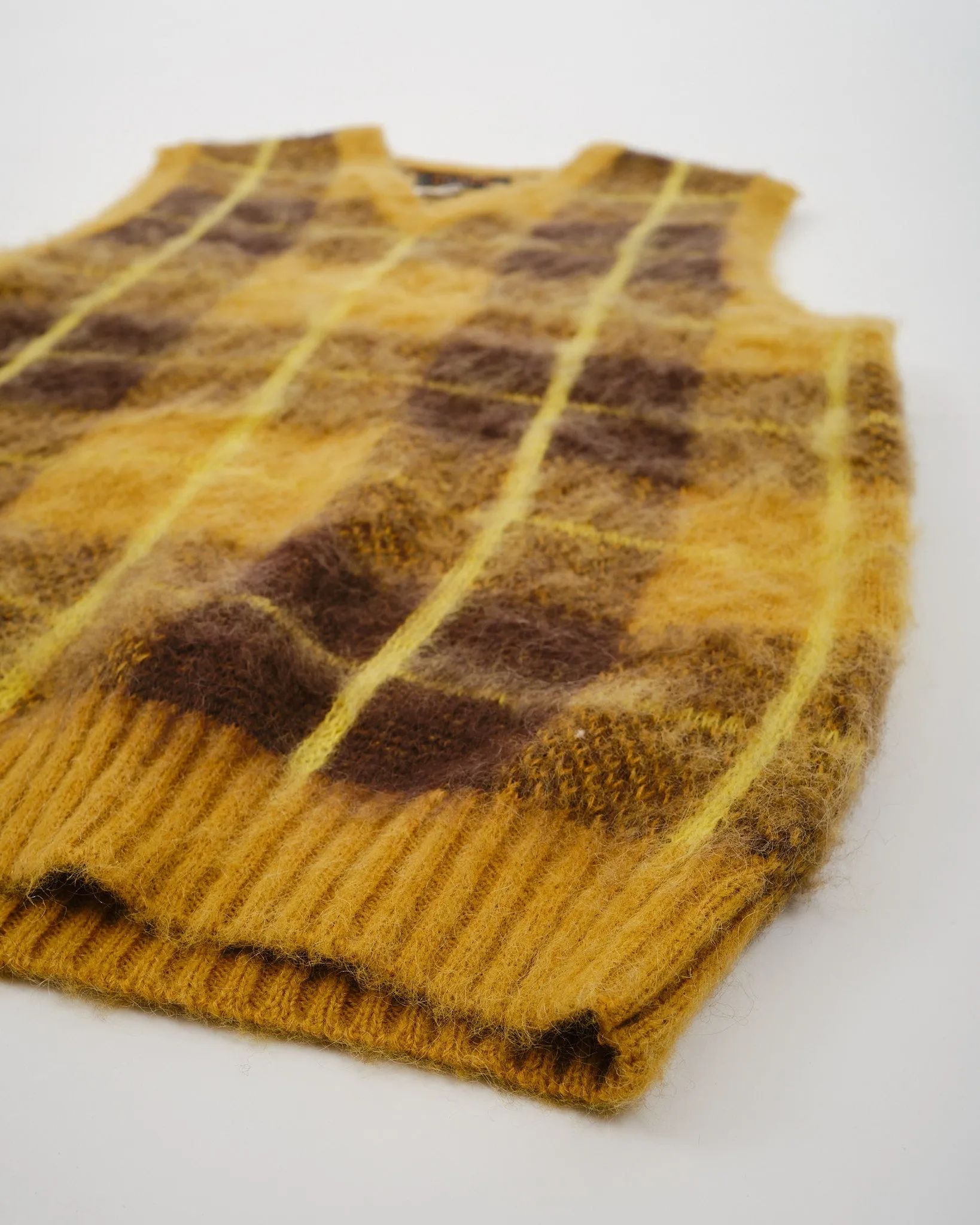 Check Vest Mohair Mustard