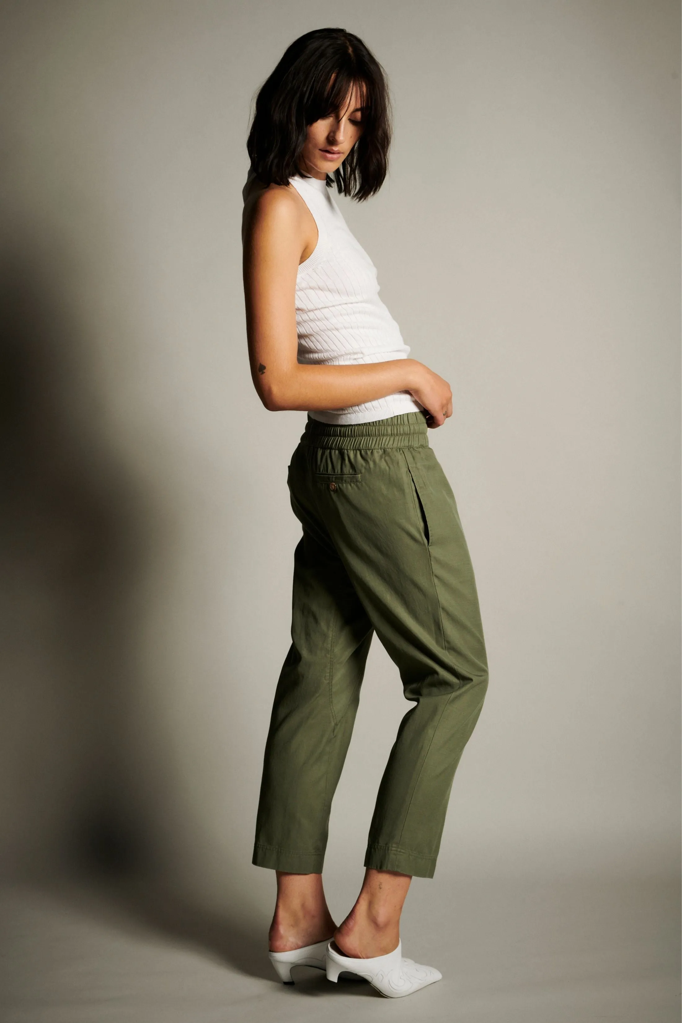 Cotton Jogger Pants with Gusset - Olive