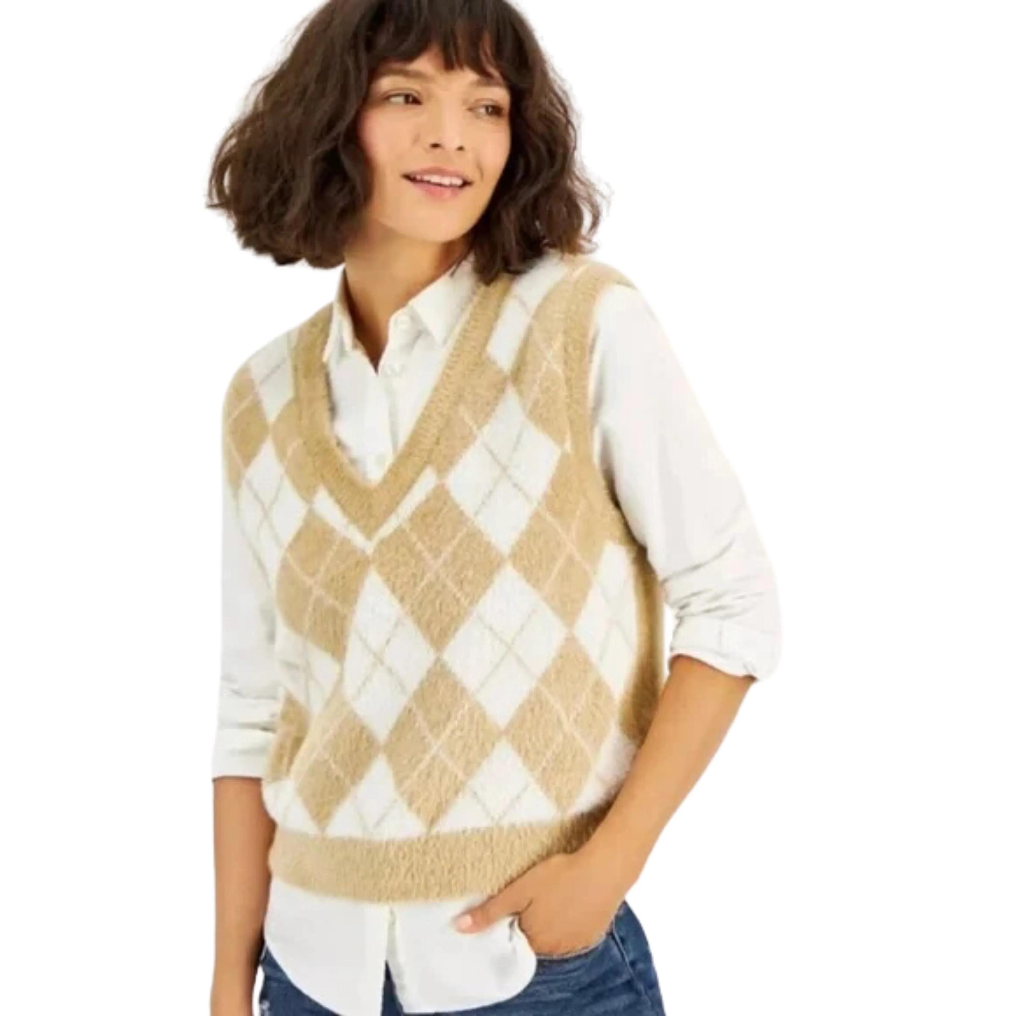 CRAVE FAME - Argyle Sweater Vest