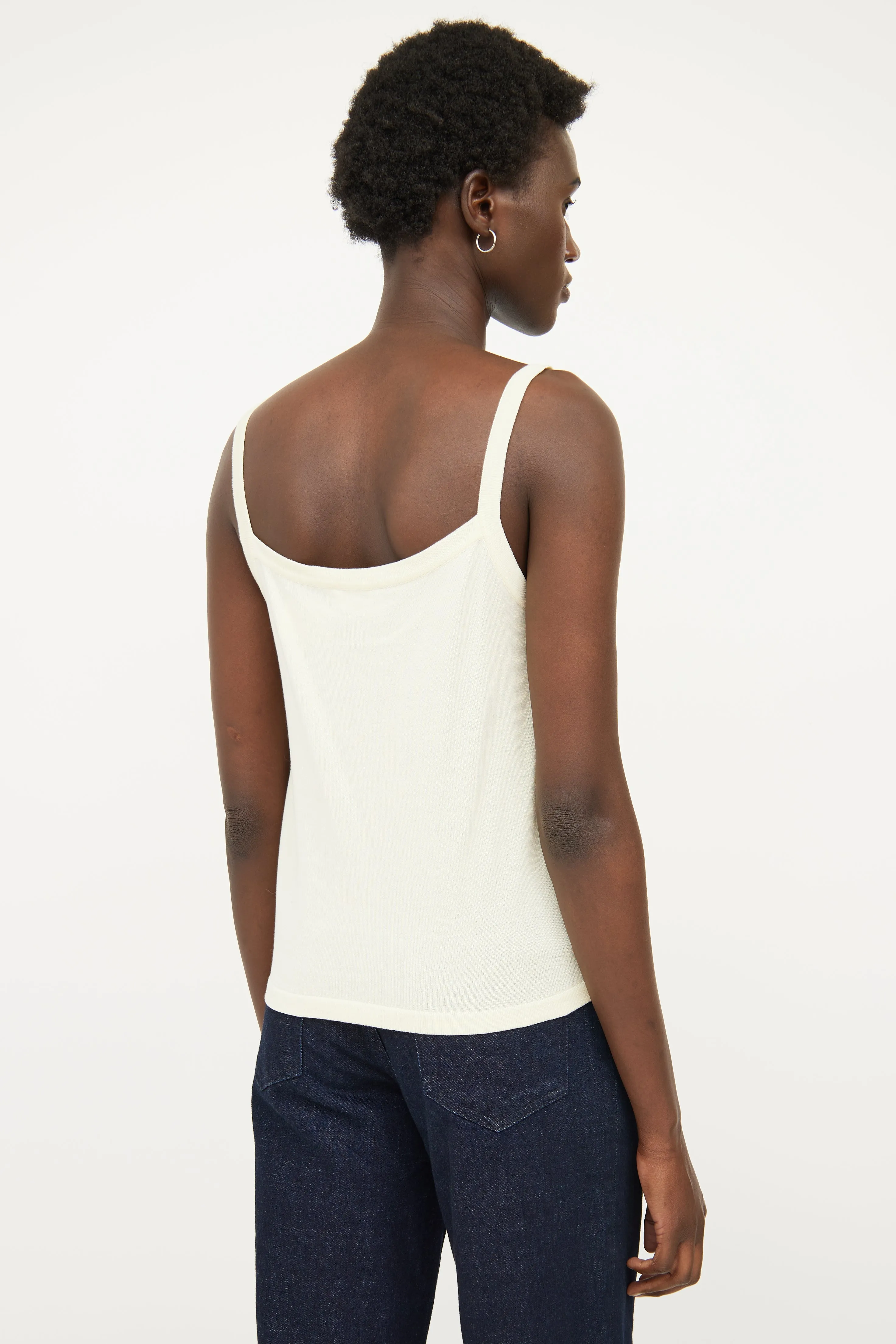 Cream Printed Silk Panel Top