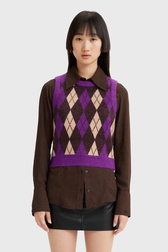 Deja Vu Sweater Vest - Kirsten Argyle Forest Plum