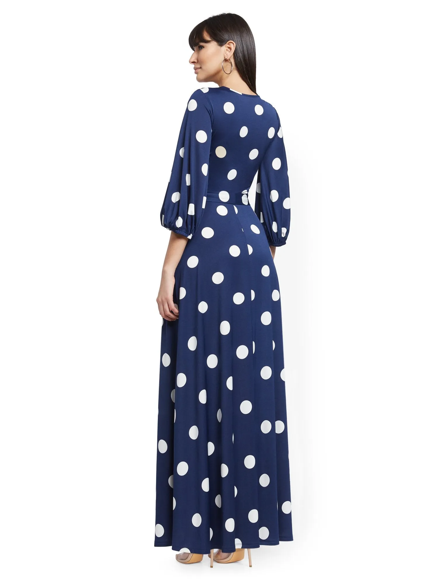 Dot-Print Wrap Maxi Dress