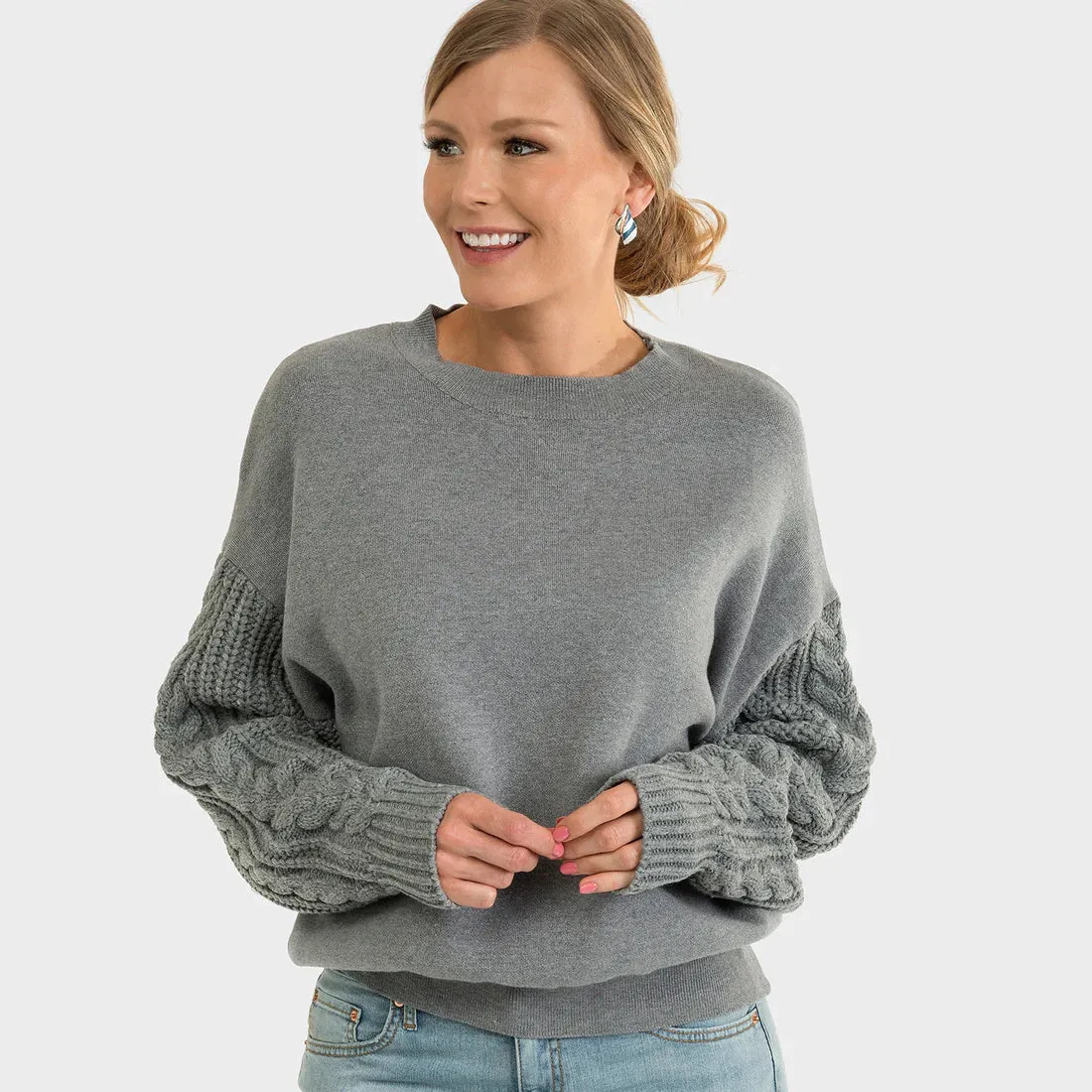 Elsie & Zoey Knit Sleeve Sweater