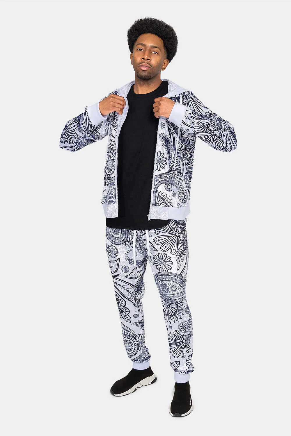 Floral Paisley Velvet Velour Track Suit