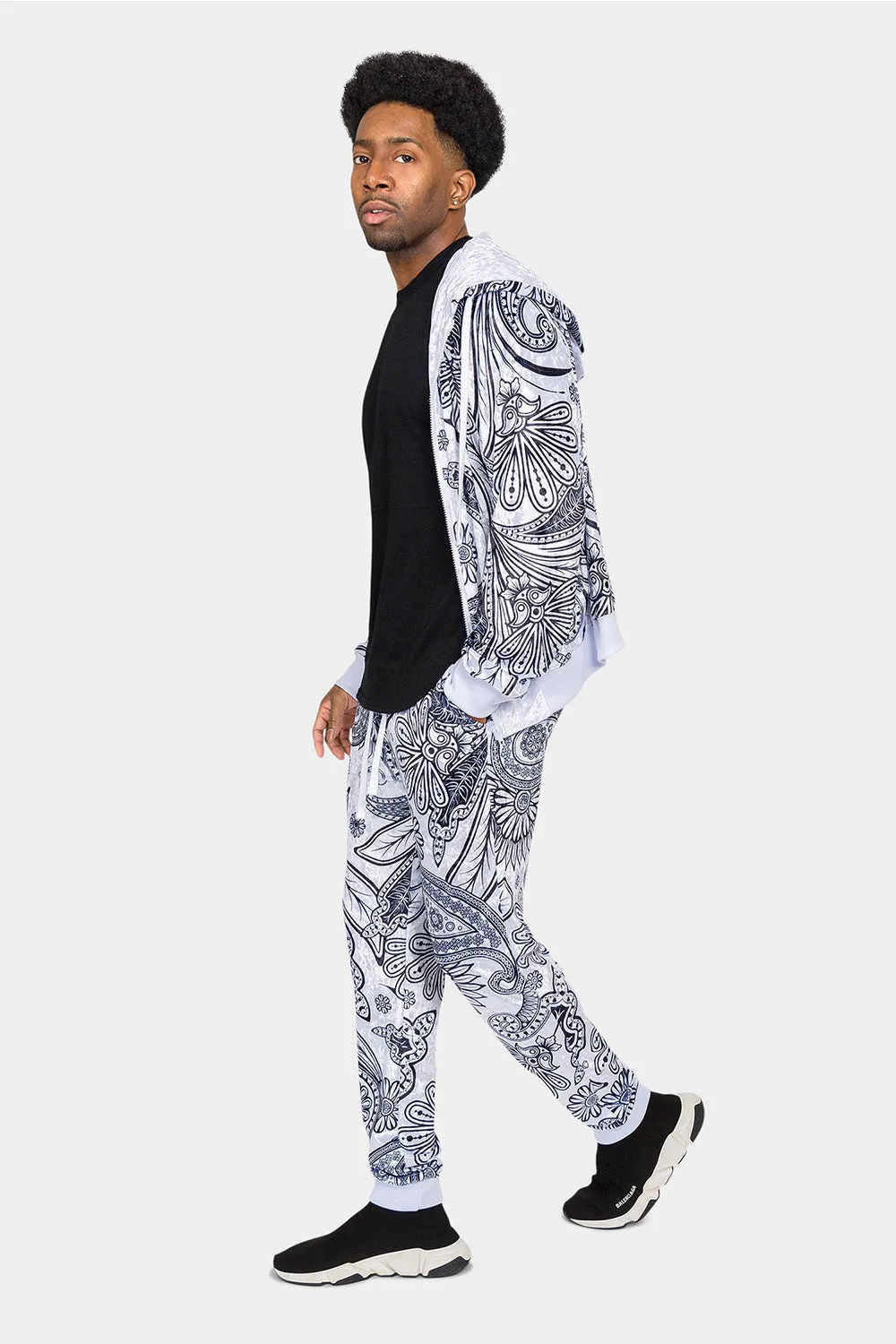 Floral Paisley Velvet Velour Track Suit