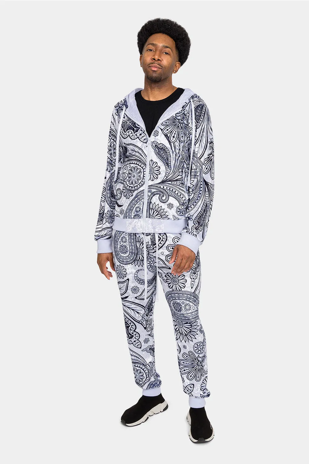 Floral Paisley Velvet Velour Track Suit