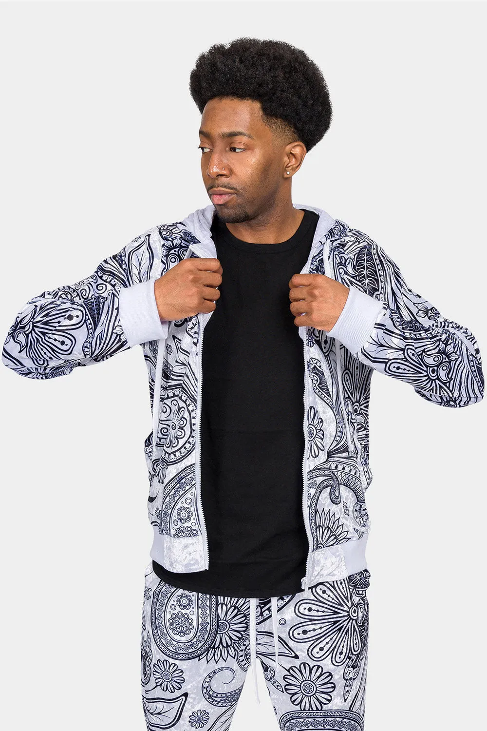 Floral Paisley Velvet Velour Track Suit