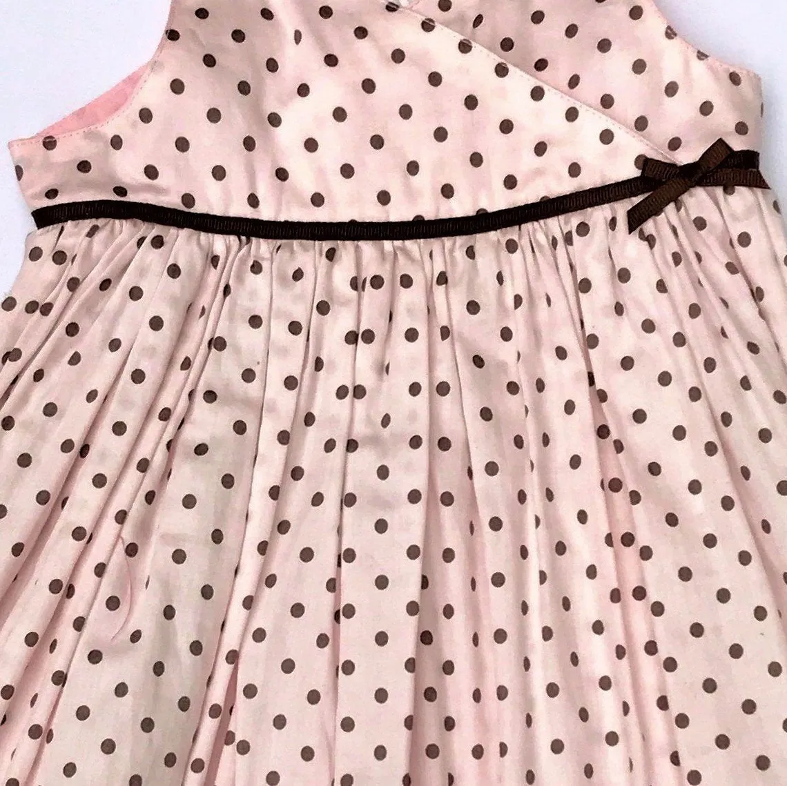 Floriane of France Girls Sundress Pale Pink Polka-dot Print