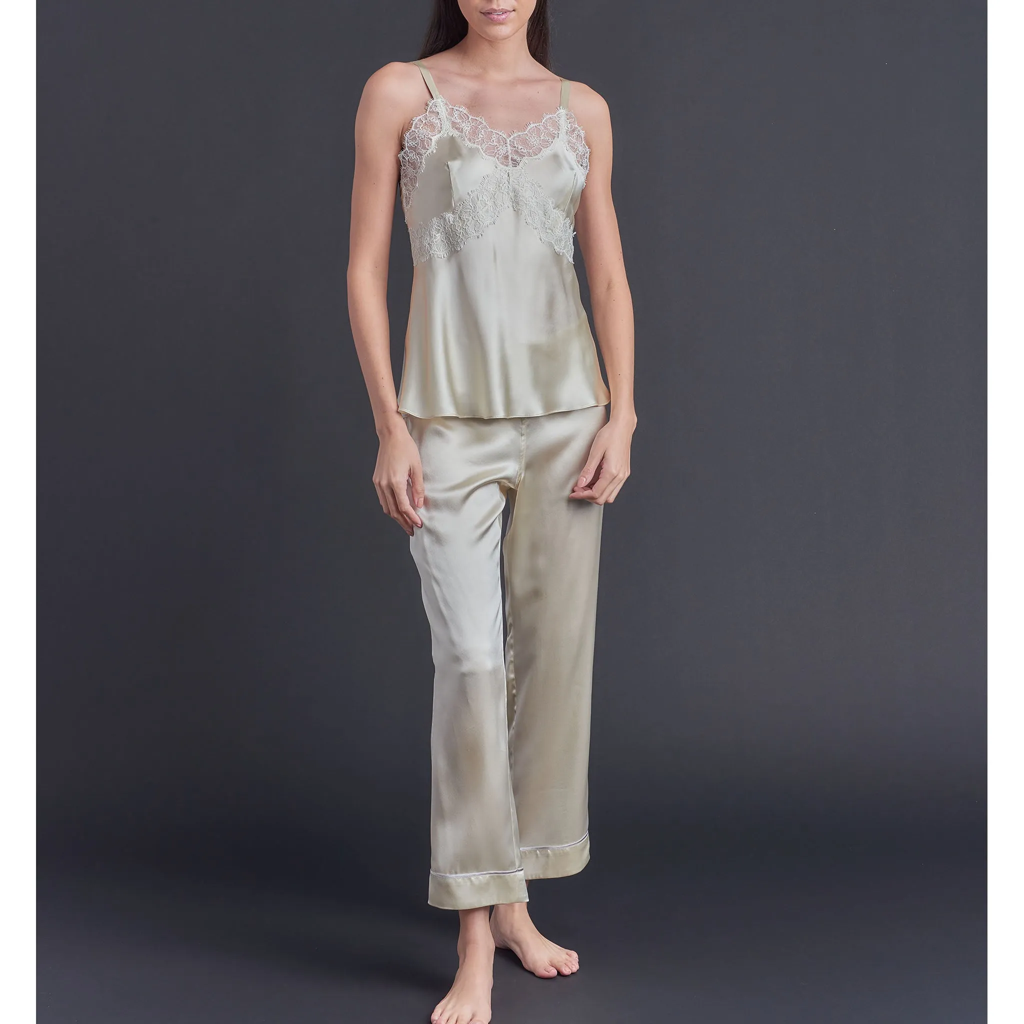 Freya Camisole in Pearl Silk Charmeuse