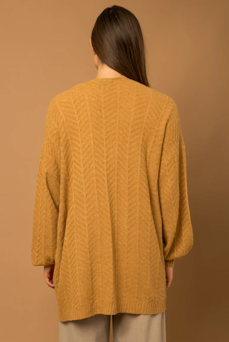 GIL Chevron Cardi-Mustard