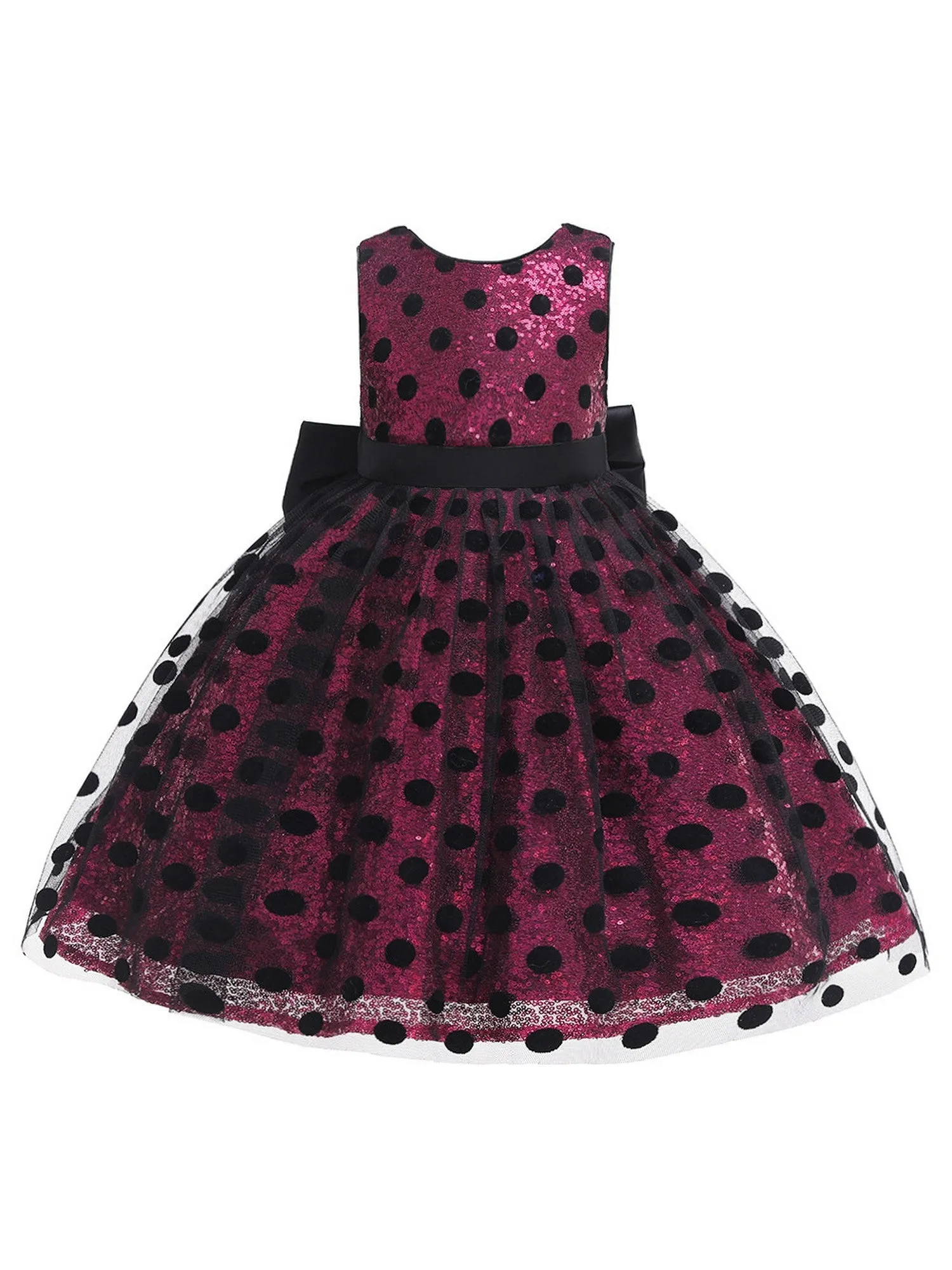 Girl Multi Color Sequin Black Polka Dot Tulle Christmas Dress 6M-4