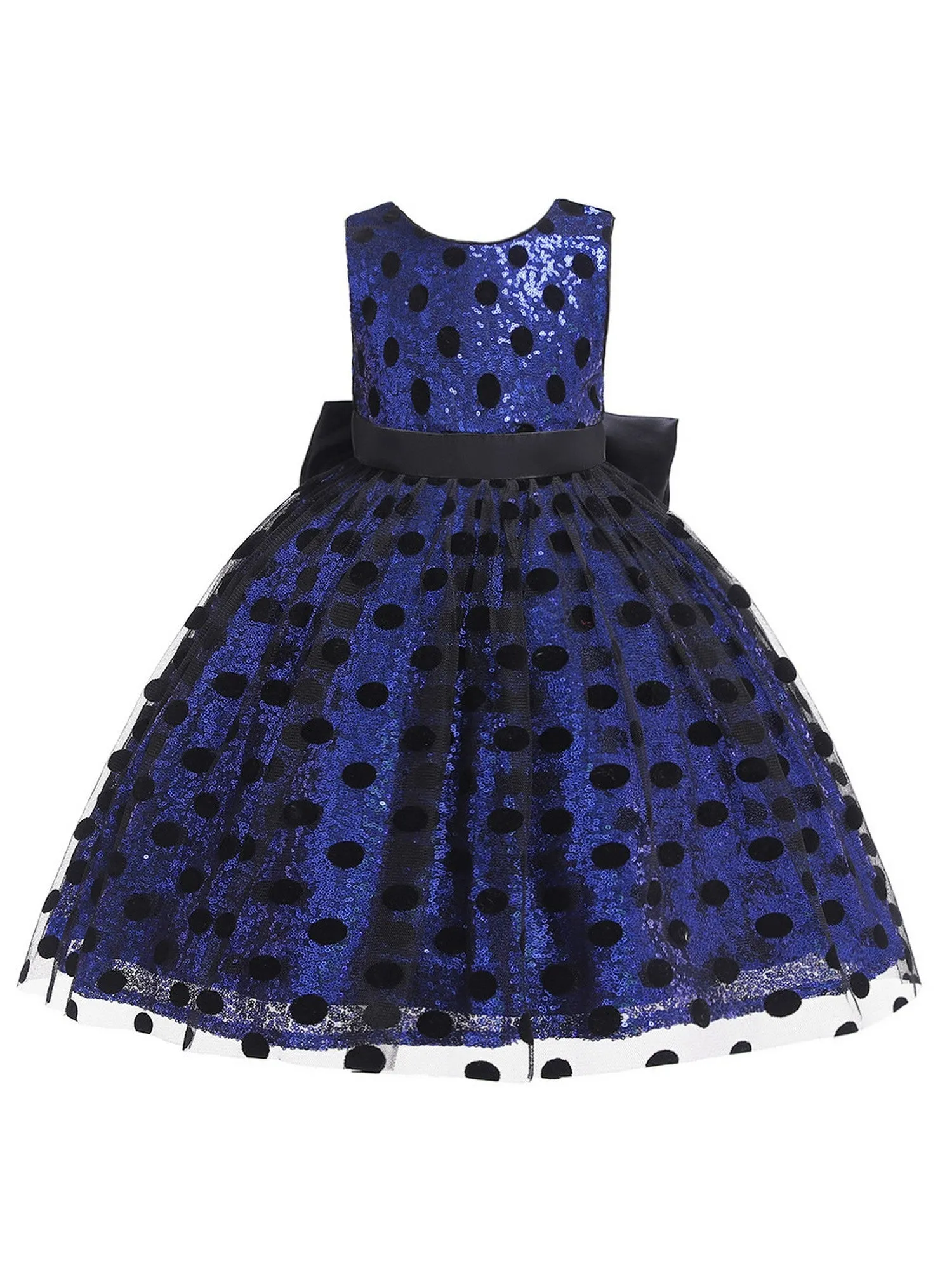 Girl Multi Color Sequin Black Polka Dot Tulle Christmas Dress 6M-4