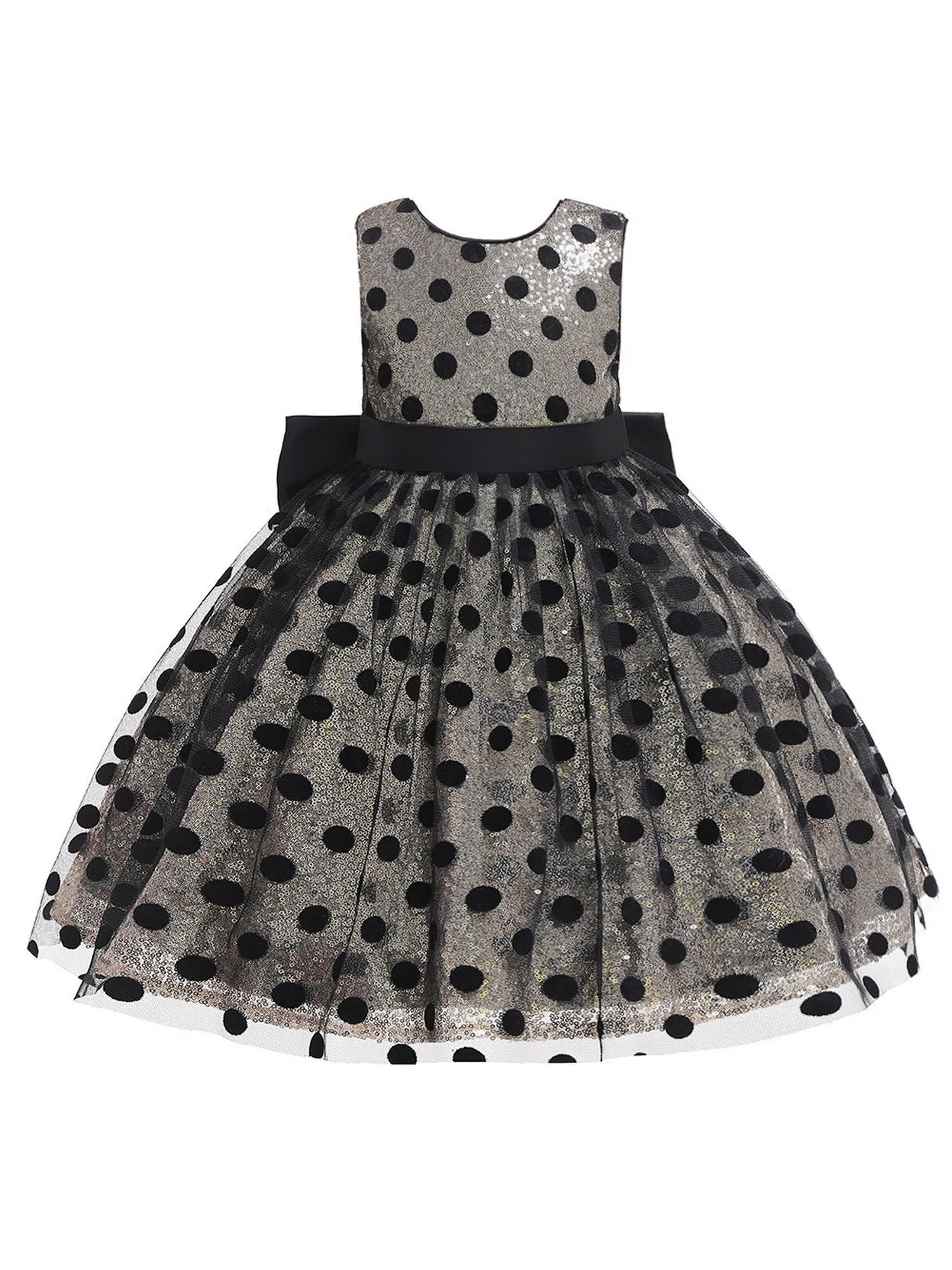 Girl Multi Color Sequin Black Polka Dot Tulle Christmas Dress 6M-4