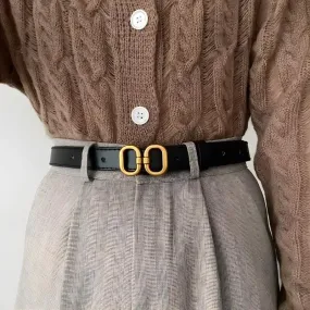 Golden Buckle Skinny Belt